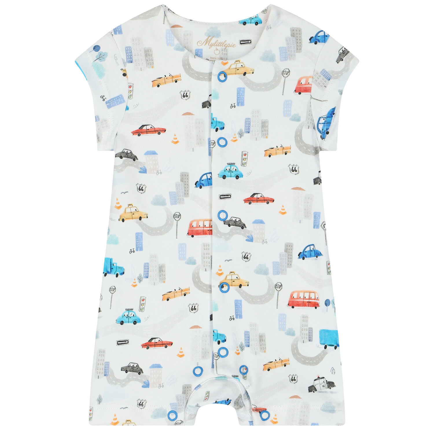 Baby Boys White City Romper, 1, hi-res